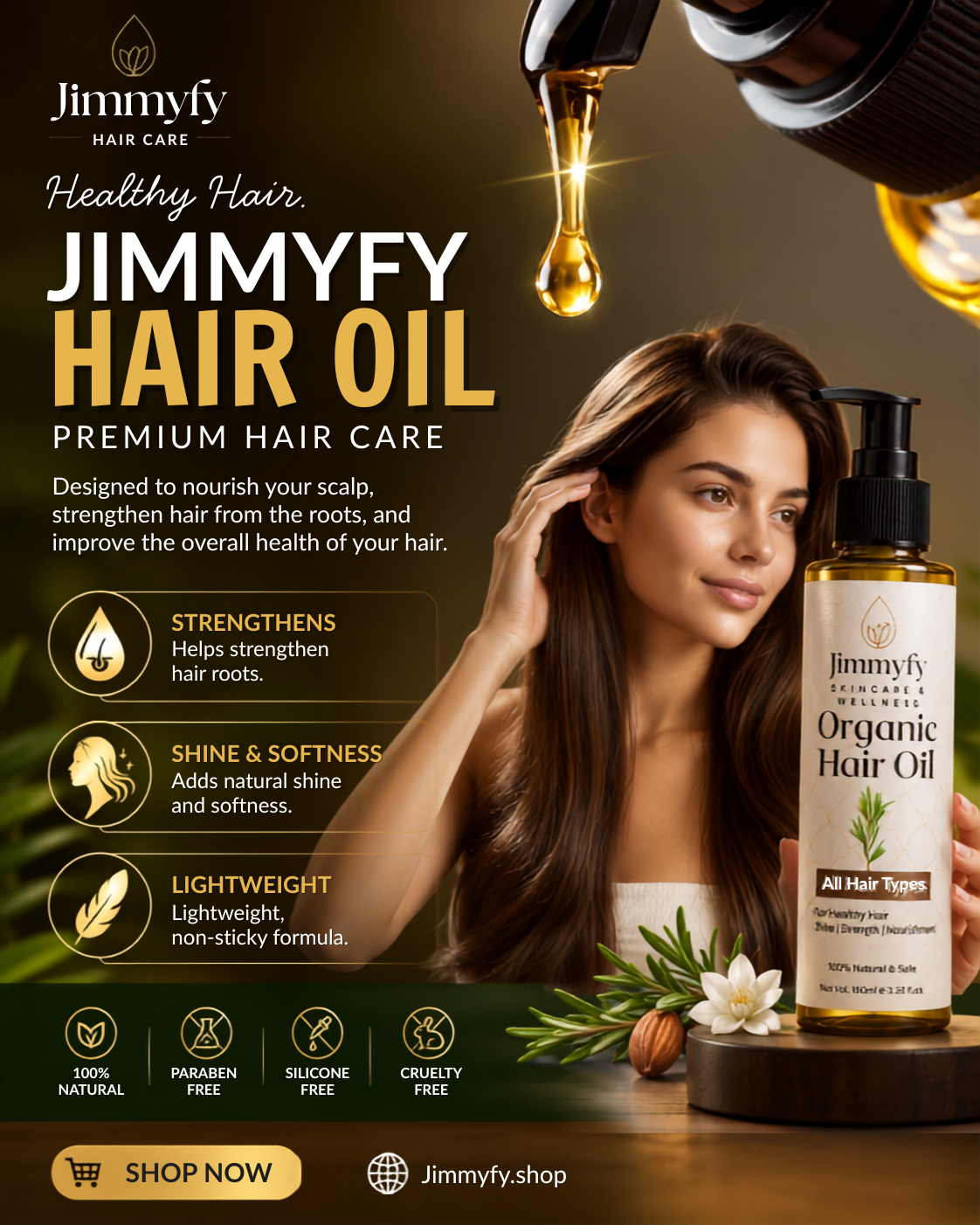 Jimmyfy Organic Hair Oil – Natural Herbal Hair Growth & Nourishing Oil