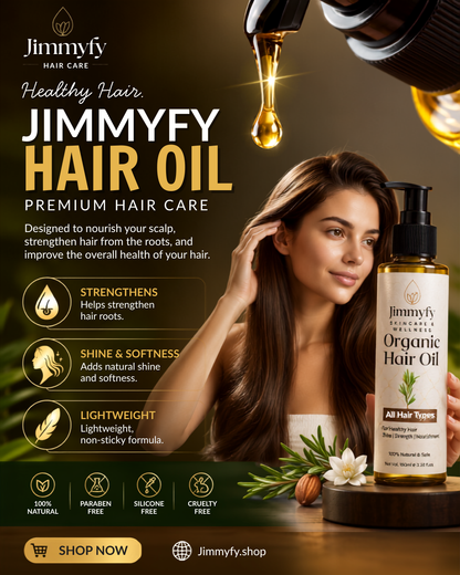 Jimmyfy Organic Hair Oil – Natural Herbal Hair Growth & Nourishing Oil
